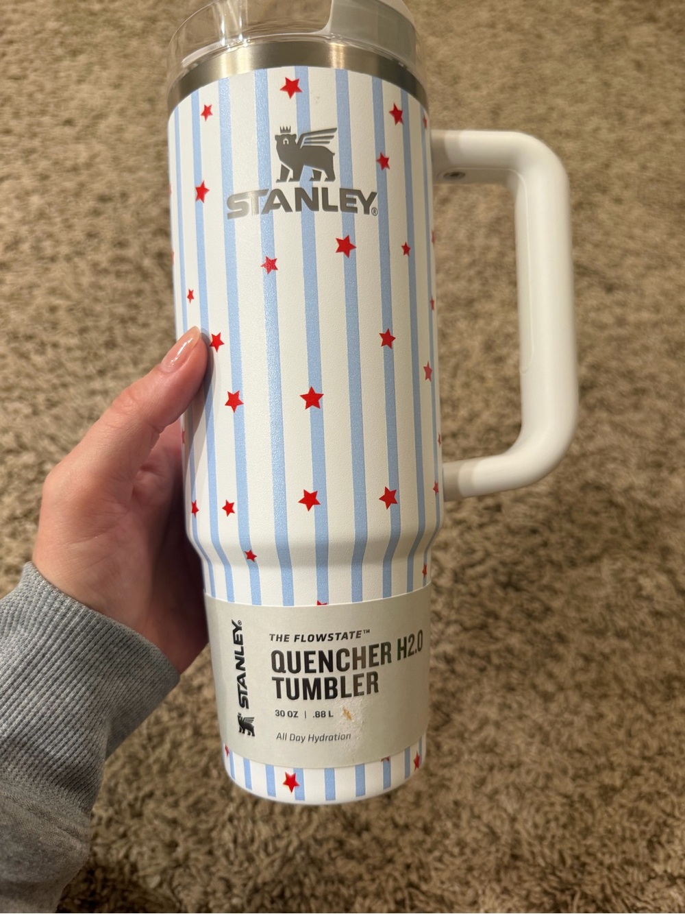 NWT Stanley Quencher H2.0 30oz Blue Starry Stripes Red Stars Tumbler